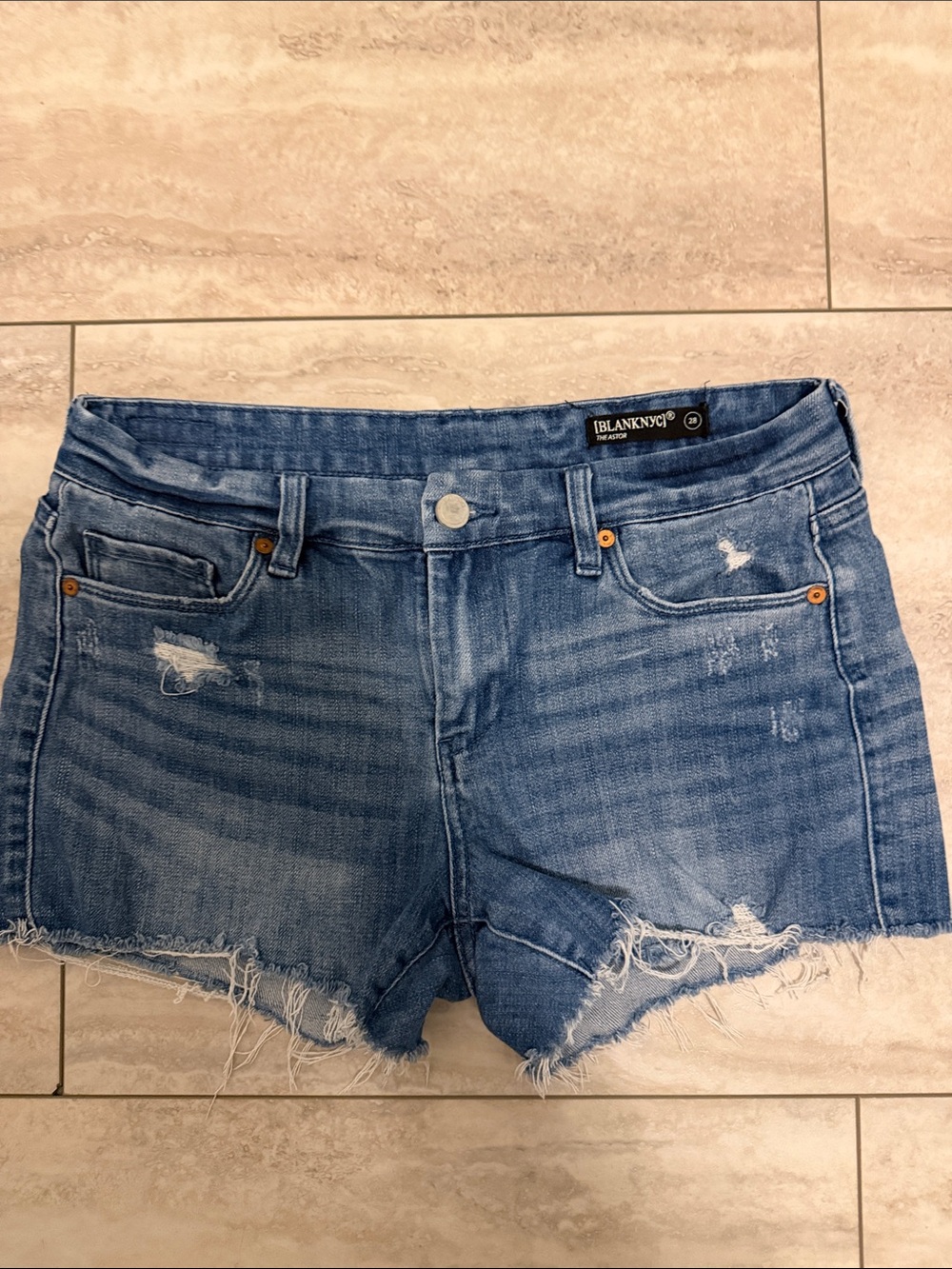 Blank NYC Light Blue Distressed Denim Cutoff Shorts